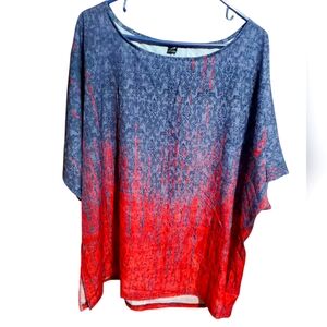 Color block blue pink blouse 4XL